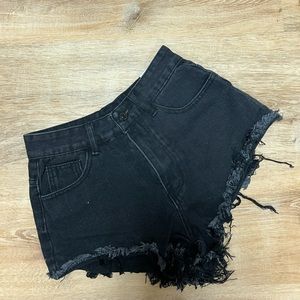 shein black denim shorts!!